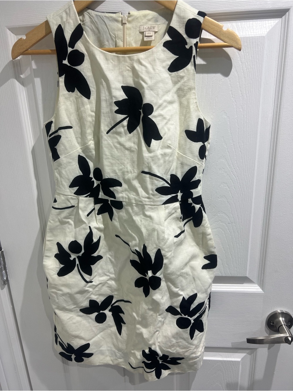 J. Crew Black Floral White Sheath Dress